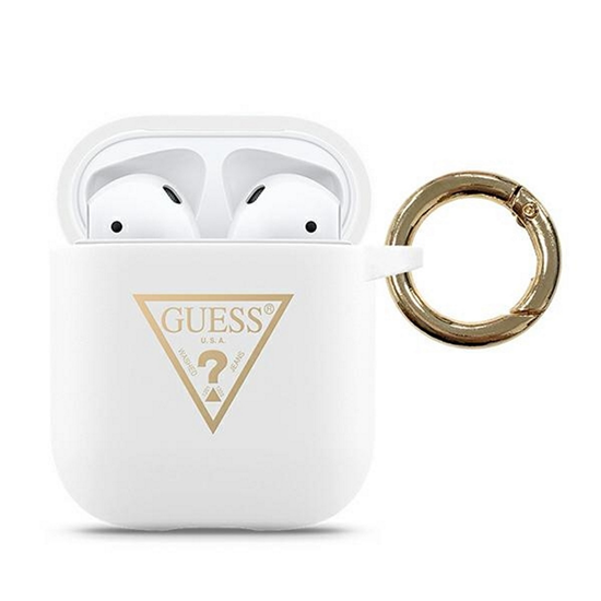 Picture of Guess Apple AirPods Triangle Silicone Case White