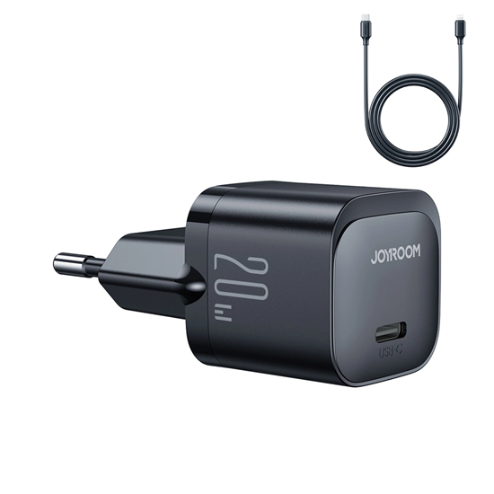 Picture of Joyroom USB C 20W PD mini charger with USB C cable - Lightning Joyroom JR-TCF02 - black