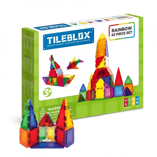 Picture of Klocki magnetyczne Tileblox Zestaw tęczowy 42 elementy
