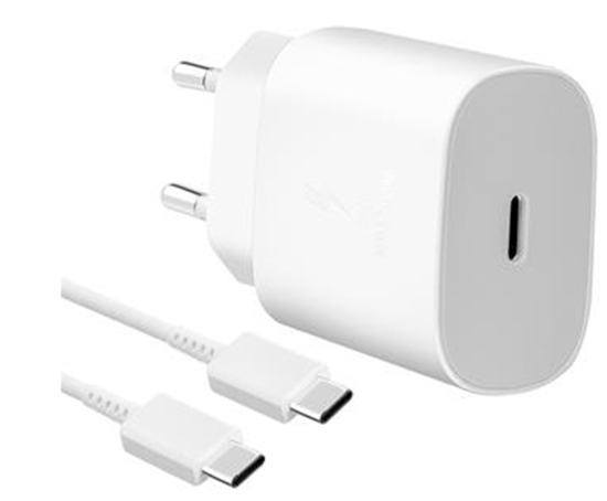 Picture of Samsung EP-TA800EWE + EP-DA905BWE Travel Charger 25W with USB-C to USB-C Data Cable white