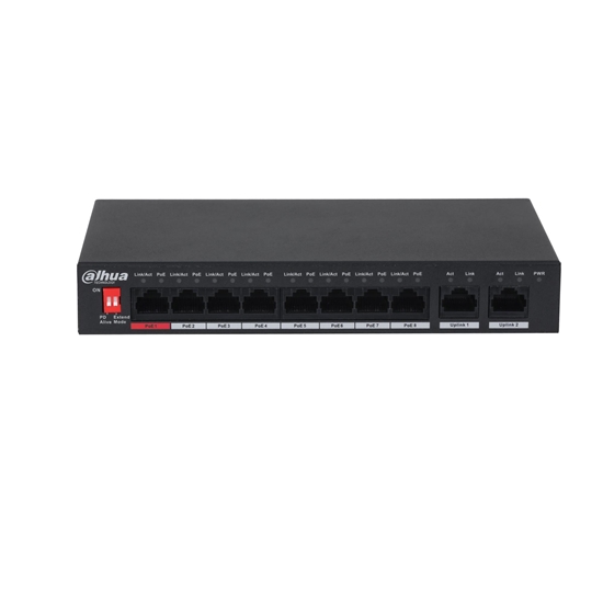 Изображение Switch|DAHUA|PFS3010-8ET-96-V2|Desktop/pedestal|PoE ports 8|96 Watts|DH-PFS3010-8ET-96-V2