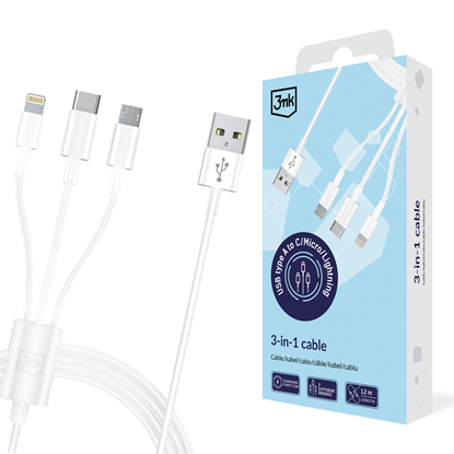 Изображение 3mk Cable 3in1 USB-A - micro USB | Lightning | USB
