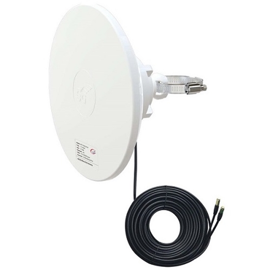 Изображение 5G / LTE / CBRS 2x2 MIMO Dish Antenna, 1.7-4.2GHz, 2x 12dBi, IP67