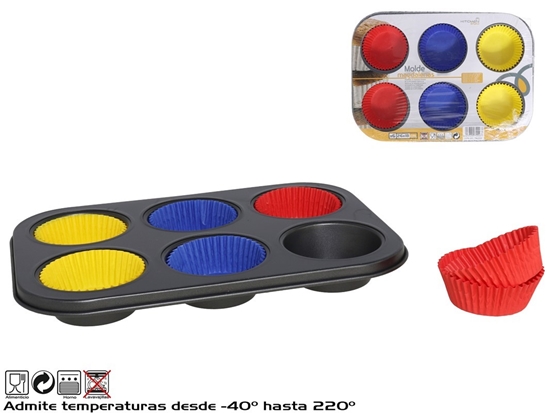 Picture of 6-Cup Muffin baking form with Paper Liners, 3 X 18,5 X 26,5 Cm, KITCHEN&GO