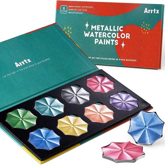 Picture of 8 Colors Metallic Watercolor Solid Paints APW-001-M0108