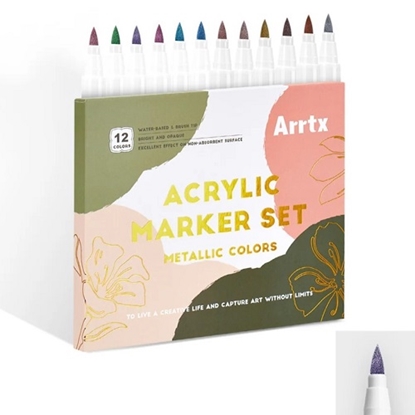 Изображение Acrylic Marker Pens ARRTX, 12 Metallic Colors