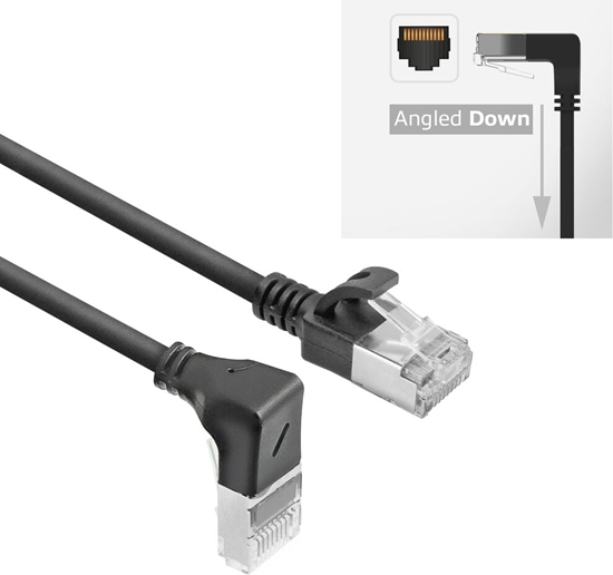 Изображение ACT CAT6A U/FTP SLM D-ANG BK 5.00M