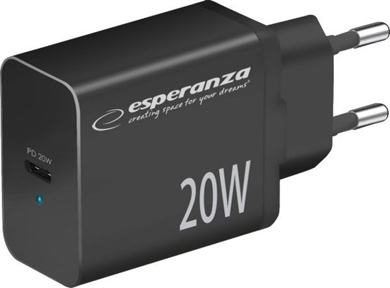 Picture of adowarka Esperanza EZC104K Esperanza adowarka sieciowa 20w usb-c pd czarna