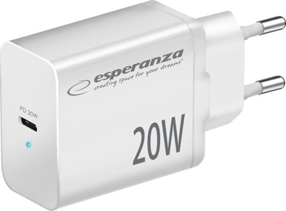 Изображение adowarka Esperanza EZC104W Esperanza adowarka sieciowa 20w usb-c pd biaa