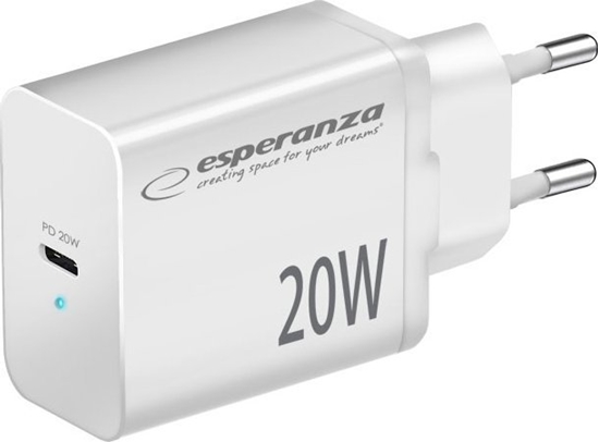 Picture of adowarka Esperanza EZC104W Esperanza adowarka sieciowa 20w usb-c pd biaa
