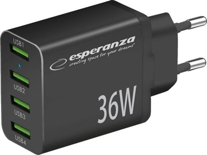 Изображение adowarka Esperanza EZC107K Esperanza adowarka sieciowa 36w 4x usb-a qc 3.0 18w