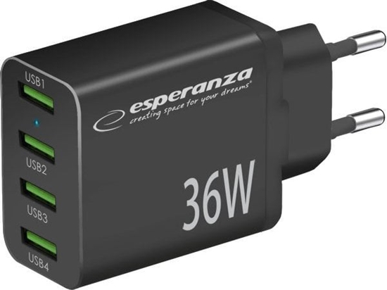 Picture of adowarka Esperanza EZC107K Esperanza adowarka sieciowa 36w 4x usb-a qc 3.0 18w