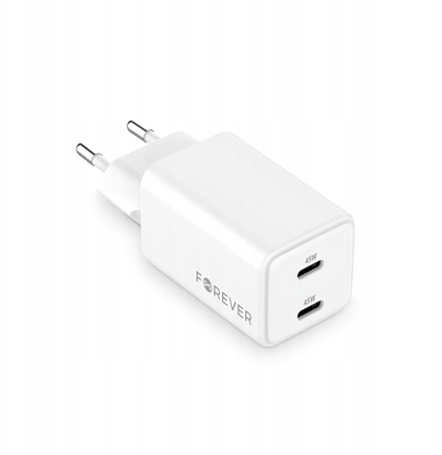 Picture of adowarka TelForceOne Forever adowarka sieciowa GaN PD TC-08-45CC 2x USB-C 45W biaa