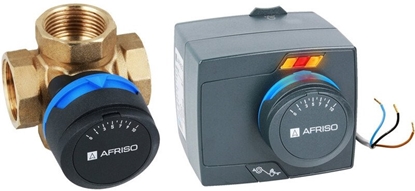 Изображение Afriso Zestaw regulacyjny ProClick: 4-drogowy obrotowy zawór mieszajcy ARV 484 ProClick, DN25, Rp1, Kvs 9 + siownik elektryczny ARM 343 ProClickA