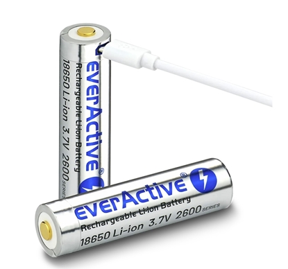 Attēls no Akumulators 18650 3.7V litija 2600 mAh korpusā lādējams mikroUSB-B iep.1 gb. kastītē ar vadu