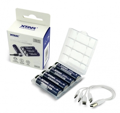 Attēls no Akumulators AA R6 2450mAh 1.5V XTAR Li-ion USB-C lādēšanas ports - box iepakojumā 4gb.