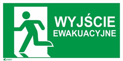 Изображение ANRO Tabliczka Wyjcie ewakuacyjne + znak E001 150 x 300mm (IE5/A/FS/WYJ)