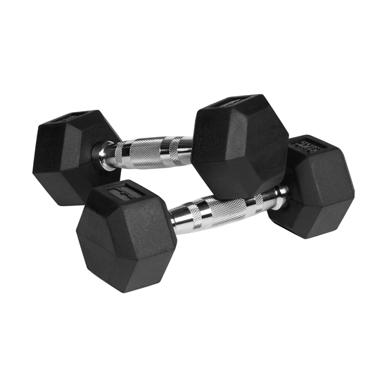 Изображение Ar gumiju pārklātas čuguna hanteles HEX 2x10 kg REBEL ACTIVE