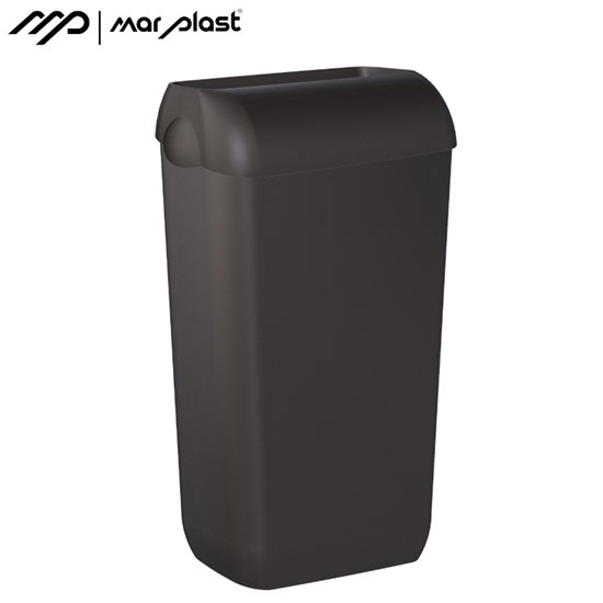 Изображение Atkritumu tvertne 23L ar vāku un maisiņa turētāju, 742 Vesuvian, melna, Marplast