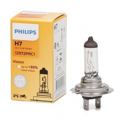 Изображение Auto lampa H7 Philips Vision 12V 55W + 30% light