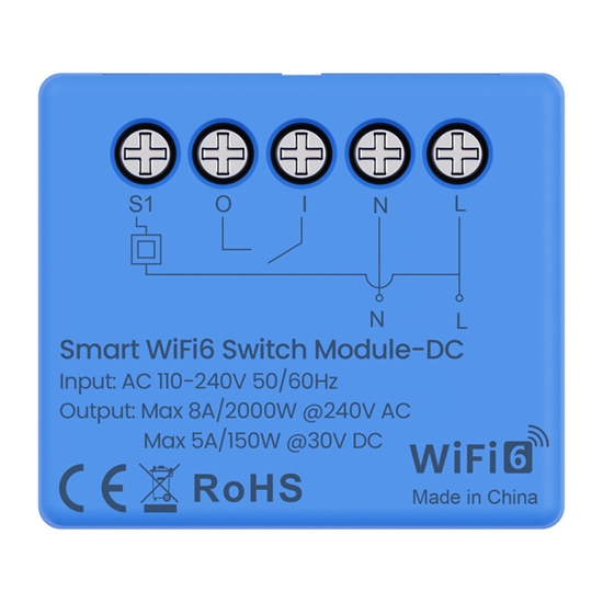 Изображение Avatto Inteligentny przekanik Wi-Fi 6 230Vac 8A 30Vdc 5A z suchym kontaktem TUYA / Smart Life WSM20-DC (6976037363248)