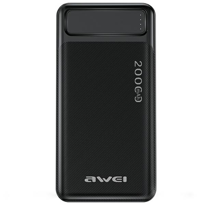Attēls no AWEI PowerBank P6K 20000mAhczarny|black 2xUSB|PD|M
