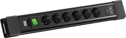 Attēls no Bachmann CONNECTUS 6xCEE7/3 1xSwitch, 1xUSB C/C 65W L=2.0m CEE7/7 black