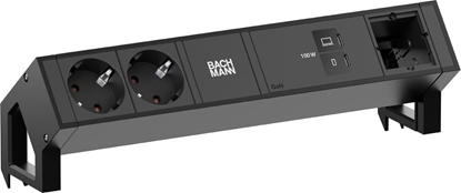 Attēls no Bachmann DESK2 2xCEE7/3 1xUSB C/C 100W, 1xCM 1.0m RAL9005