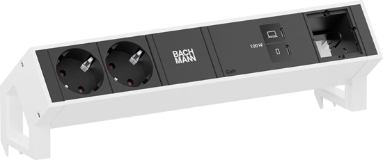 Picture of Bachmann DESK2 2xCEE7/3 1xUSB C/C 100W, 1xCM 1.0m RAL9010