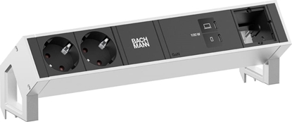 Attēls no Bachmann DESK2 2xCEE7/3 1xUSB C/C 100W, 1xCM L=0.2m INOX