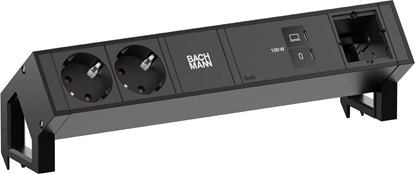 Attēls no Bachmann DESK2 2xCEE7/3 1xUSB C/C 100W, 1xCM L=0.2m RAL9005