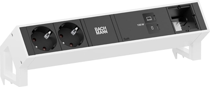 Attēls no Bachmann DESK2 2xCEE7/3 1xUSB C/C 100W, 1xCM L=0.2m RAL9010