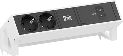 Attēls no Bachmann DESK2 2xCEE7/3 1xUSB C/C 100W, L=0.2m RAL9010