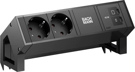 Picture of Bachmann DESK2 2xCEE7/3 1xUSB C/C 45W, L=0.2m RAL9005