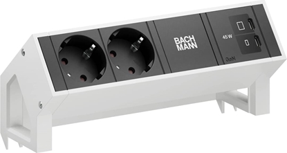 Attēls no Bachmann DESK2 2xCEE7/3 1xUSB C/C 45W, L=0.2m RAL9010