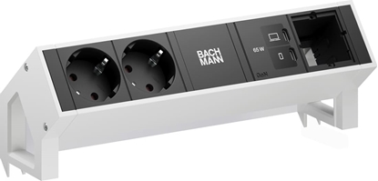 Attēls no Bachmann DESK2 2xCEE7/3 1xUSB C/C 65W, 1xCM L=0.2m RAL9010