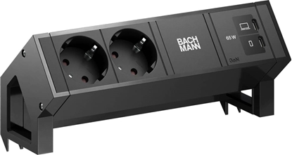 Attēls no Bachmann DESK2 2xCEE7/3 1xUSB C/C 65W, L=0.2m RAL9005