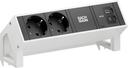 Attēls no Bachmann DESK2 2xCEE7/3 1xUSB C/C 65W, L=0.2m RAL9010