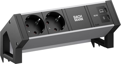 Изображение Bachmann DESK2 ALU BLACK 2xCEE7/3, 1xUSB C/C 65W L=0.2m