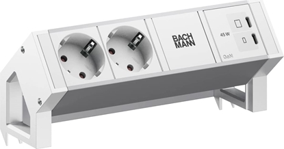 Изображение Bachmann DESK2 ALU WHITE 2xCEE7/3, 1xUSB C/C 45W L=0.2m RAL9010