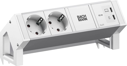Изображение Bachmann DESK2 ALU WHITE 2xCEE7/3, 1xUSB C/C 65W L=0.2m RAL9010