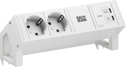 Изображение Bachmann DESK2 PURE WHITE 2xCEE7/3, 1x USB C/C 65W L=0.2m RAL9010