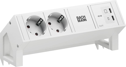 Изображение Bachmann DESK2 PURE WHITE 2xCEE7/3, 1x USB-C 45W, L=0.2m, RAL9010
