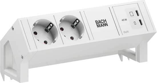 Изображение Bachmann DESK2 PURE WHITE 2xCEE7/3, 1x USB-C 45W, L=0.2m, RAL9010