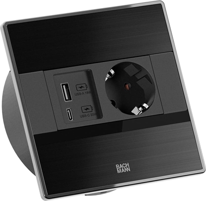 Изображение Bachmann SENSE black 1x CEE7/3, 1x USB A/C L=2.0m AEH