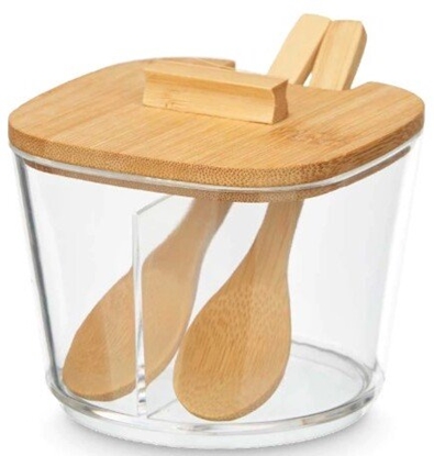 Attēls no Bamboo double lid sugar bowl, 9.5×10×11.5 cm, 93519, Kinvara