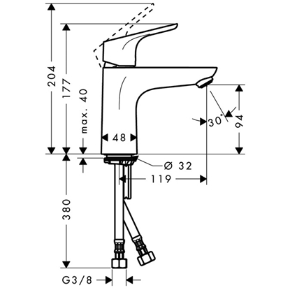 Picture of Bateria umywalkowa Hansgrohe Focus stojca chrom (31517000)