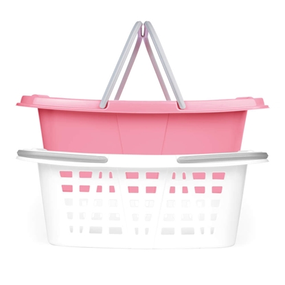 Picture of Beldray LA030450PNKFPEU7  Set Of Two Laundry Baskets 2 x 26L, White/Pink