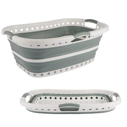 Изображение Beldray LA072979GRNFEU7 Collapsible Hip Hugger Laundry Basket  37 L, White/Grey