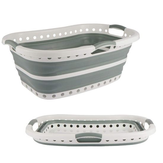 Picture of Beldray LA072979GRNFEU7 Collapsible Hip Hugger Laundry Basket  37 L, White/Grey
